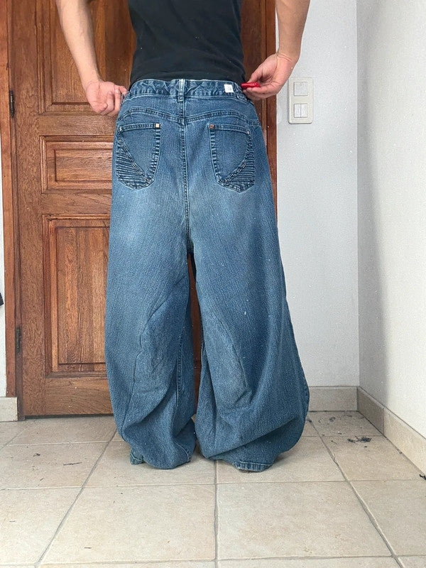 Pantalon baggy jean large Japanese balloon streetwear JNCO y2k vintage hip-hop taille 5XL n•289