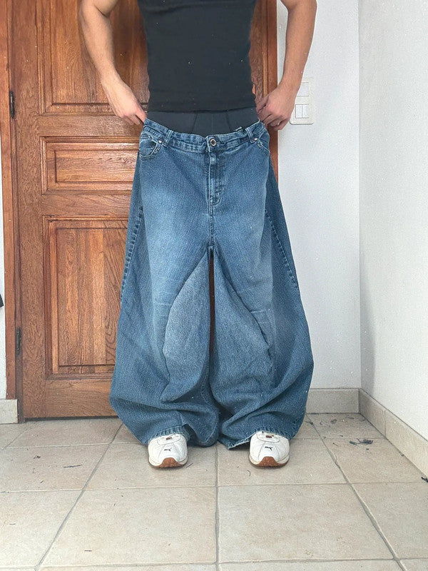 Pantalon baggy jean large Japanese balloon streetwear JNCO y2k vintage hip-hop taille 5XL n•289
