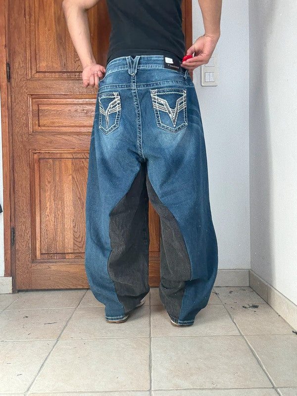 Pantalon baggy jean large Japanese balloon streetwear JNCO y2k vintage hip-hop taille 3XL n•292