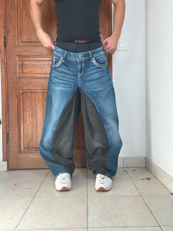 Pantalon baggy jean large Japanese balloon streetwear JNCO y2k vintage hip-hop taille 3XL n•292