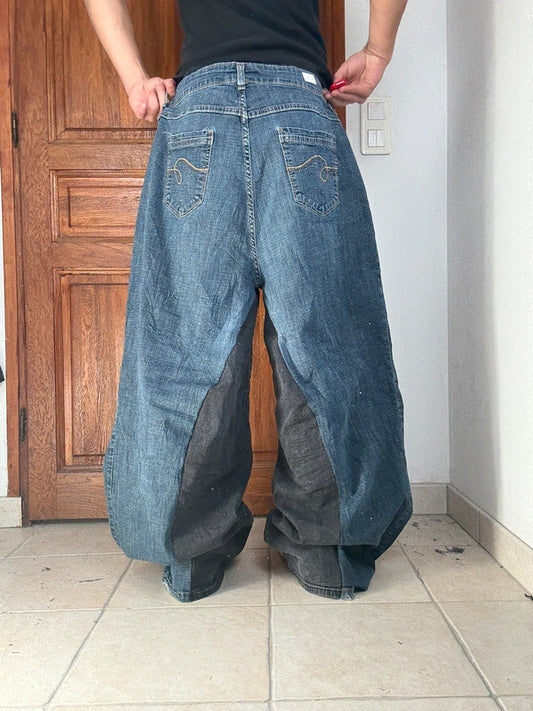 Pantalon baggy jean large Japanese balloon streetwear JNCO y2k vintage hip-hop taille XL n•293