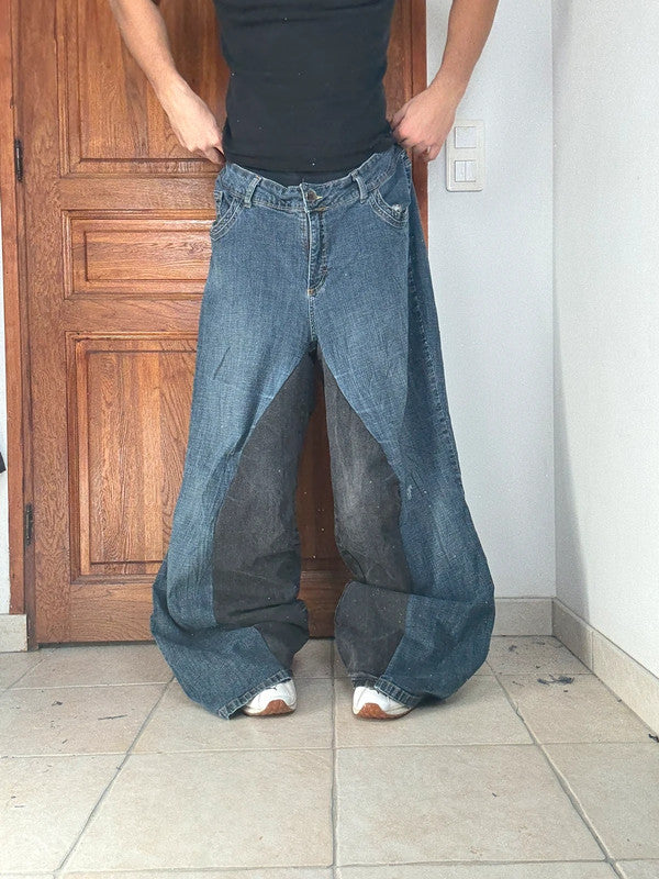 Pantalon baggy jean large Japanese balloon streetwear JNCO y2k vintage hip-hop taille XL n•293