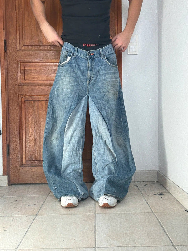 Pantalon baggy jean large Japanese balloon streetwear JNCO y2k vintage hip-hop taille 34US n•294