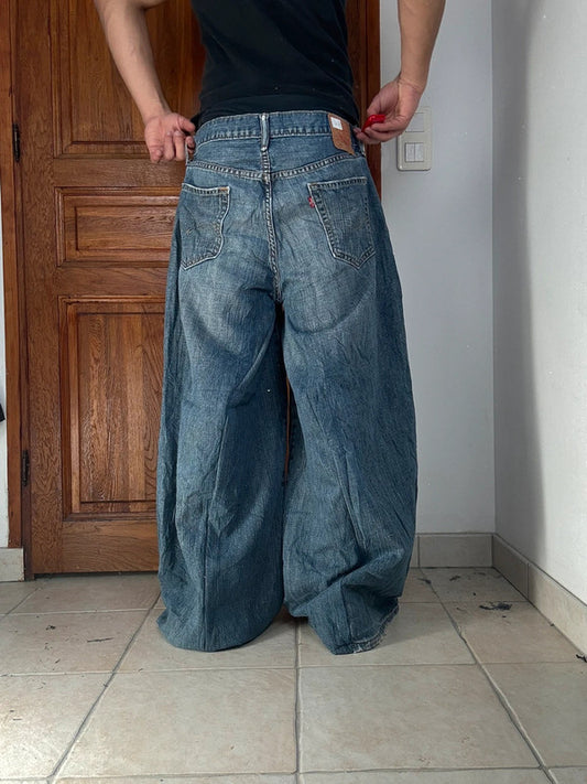 Pantalon baggy jean large Japanese balloon streetwear JNCO y2k vintage hip-hop taille 34US n•295