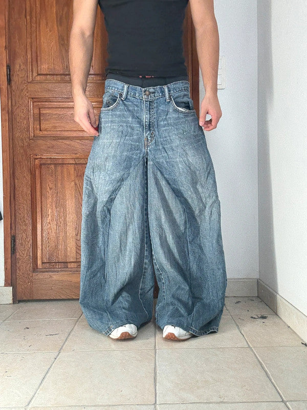 Pantalon baggy jean large Japanese balloon streetwear JNCO y2k vintage hip-hop taille 34US n•295