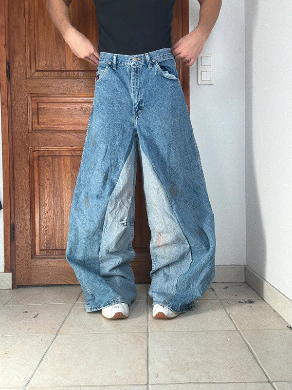 Pantalon baggy jean large Japanese balloon streetwear JNCO y2k vintage hip-hop taille S n•297