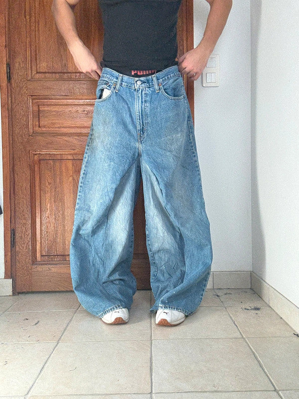 Pantalon baggy jean large Japanese balloon streetwear JNCO y2k vintage hip-hop taille 36US n•298