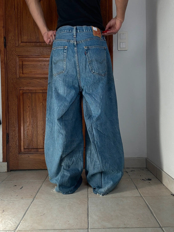 Pantalon baggy jean large Japanese balloon streetwear JNCO y2k vintage hip-hop taille 36US n•298