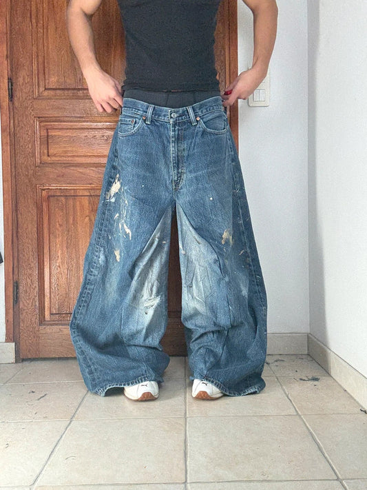 Pantalon baggy jean large Japanese balloon streetwear JNCO y2k vintage hip-hop taille 36US n•300