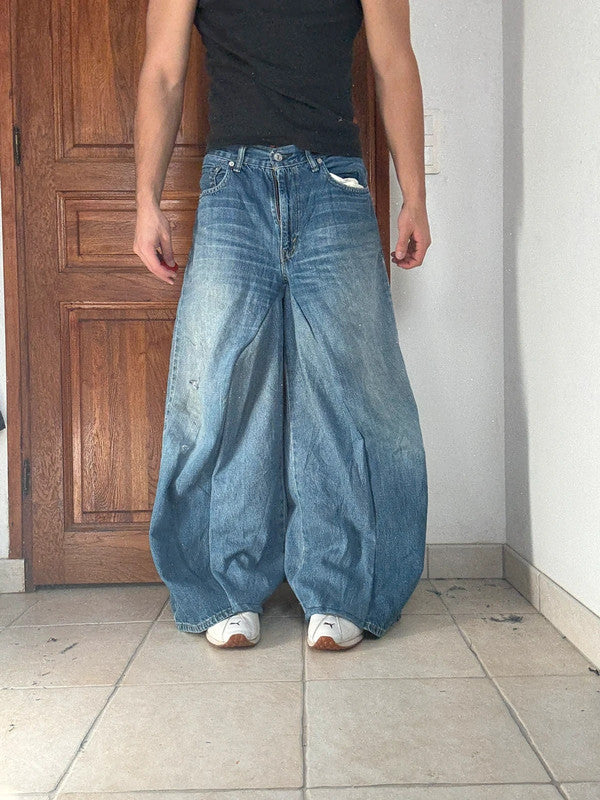 Pantalon baggy jean large Japanese balloon streetwear JNCO y2k vintage hip-hop taille 32US n•304