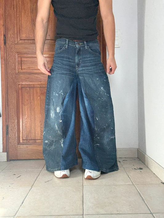 Pantalon baggy jean large Japanese balloon streetwear JNCO y2k vintage hip-hop taille 31US n•308
