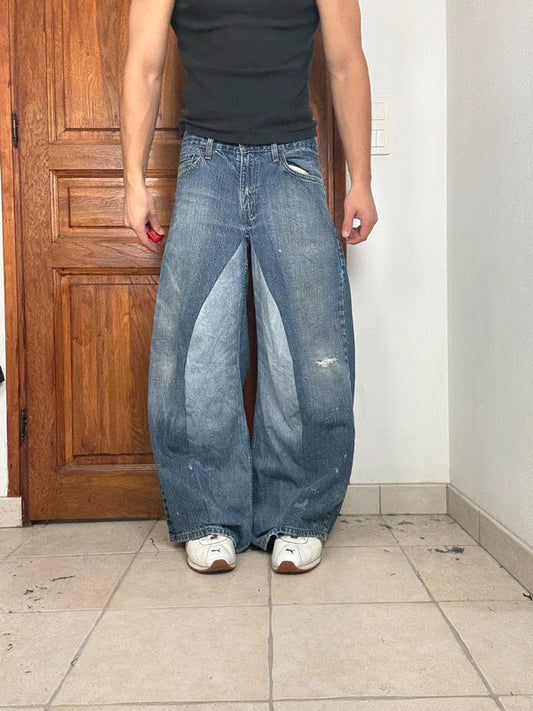 Pantalon baggy jean large Japanese balloon streetwear JNCO y2k vintage hip-hop taille 32US n•310