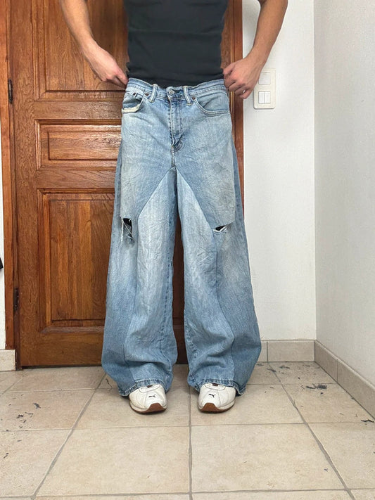Pantalon baggy jean large Japanese balloon streetwear JNCO y2k vintage hip-hop taille 34US n•312