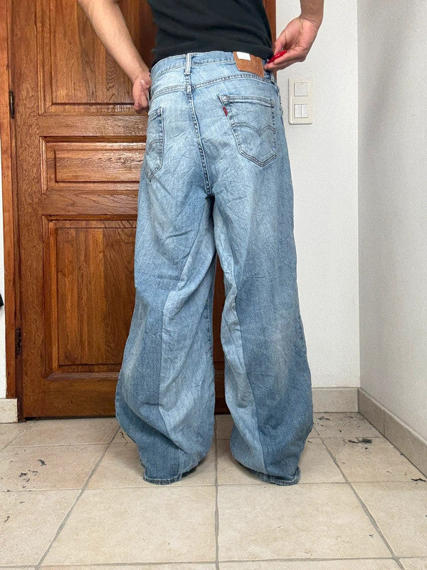 Pantalon baggy jean large Japanese balloon streetwear JNCO y2k vintage hip-hop taille 34US n•312