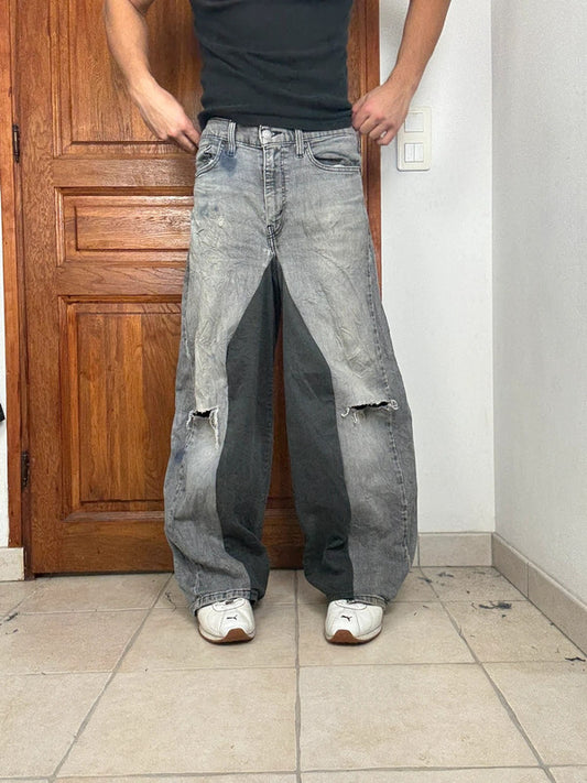 Pantalon baggy jean large Japanese balloon streetwear JNCO y2k vintage hip-hop taille 32US n•313