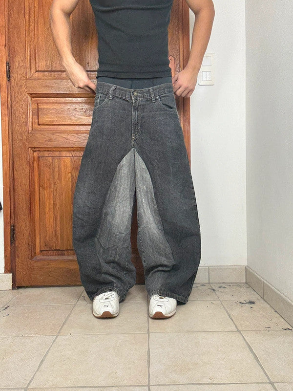 Pantalon baggy jean large Japanese balloon streetwear JNCO y2k vintage hip-hop taille 33US n•316