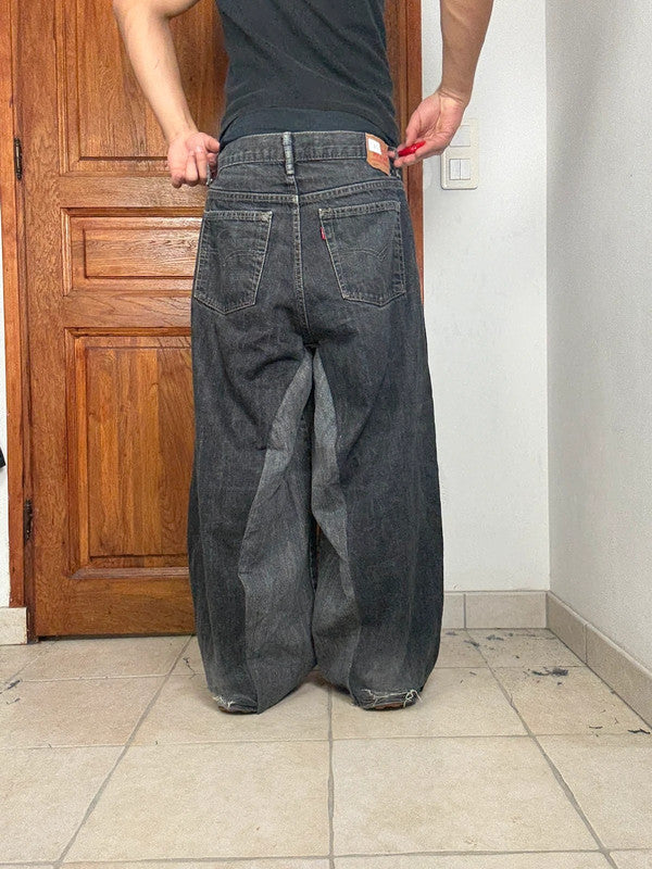 Pantalon baggy jean large Japanese balloon streetwear JNCO y2k vintage hip-hop taille 33US n•316