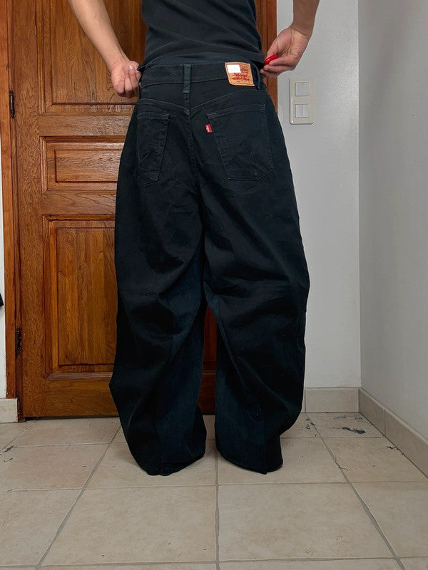 Pantalon baggy jean large Japanese balloon streetwear JNCO y2k vintage hip-hop taille S n•321
