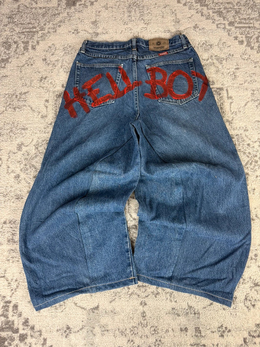 Pantalon baggy jean large Japanese balloon streetwear JNCO y2k vintage hip-hop taille 30US n•188