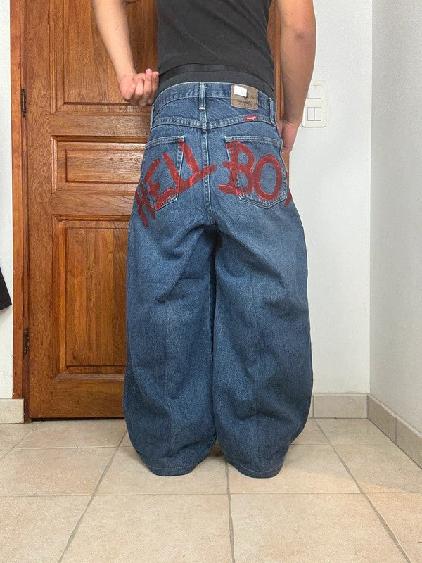 Pantalon baggy jean large Japanese balloon streetwear JNCO y2k vintage hip-hop taille 30US n•188