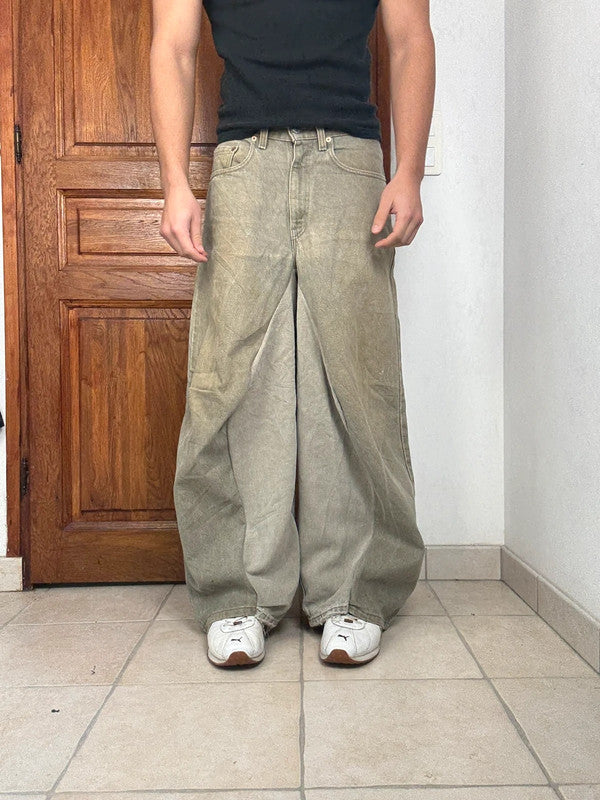 Pantalon baggy jean large Japanese balloon streetwear JNCO y2k vintage hip-hop taille S n•206