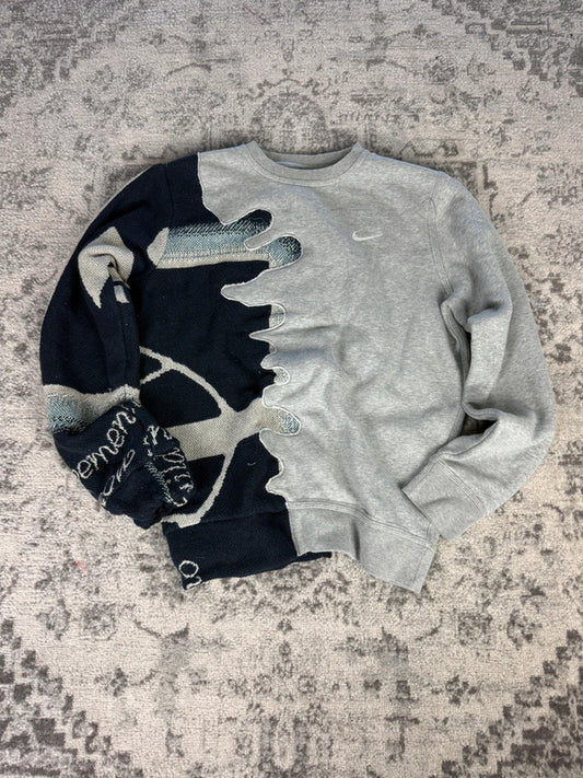 Sweat en tapisserie upcyclé handmade rework style vintage taille M n•409