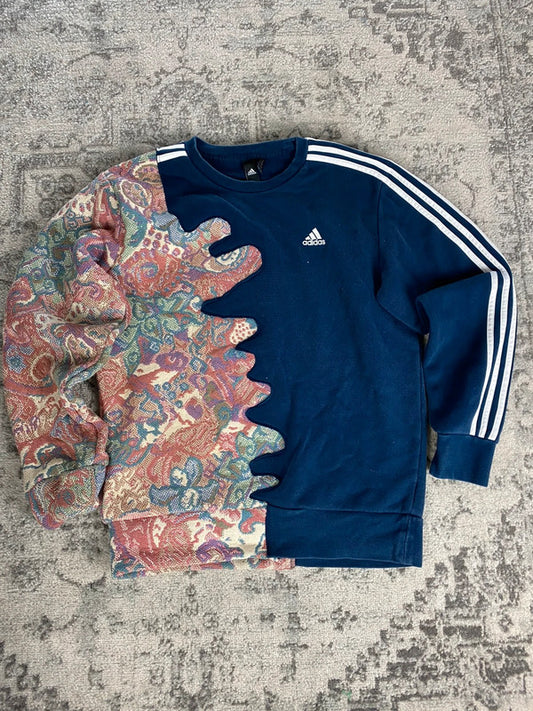 Sweat en tapisserie upcyclé handmade rework style vintage taille L n•401