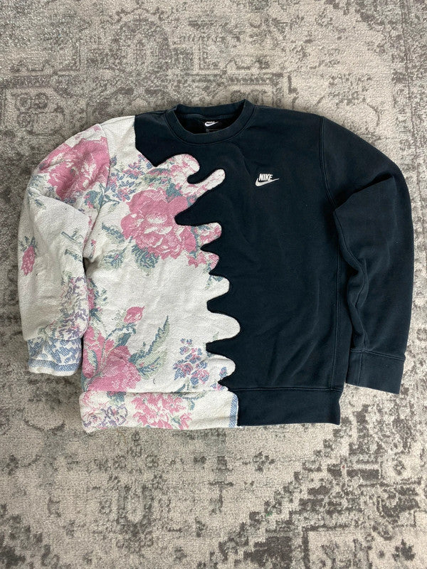 Sweat en tapisserie upcyclé handmade rework style vintage taille M n•399