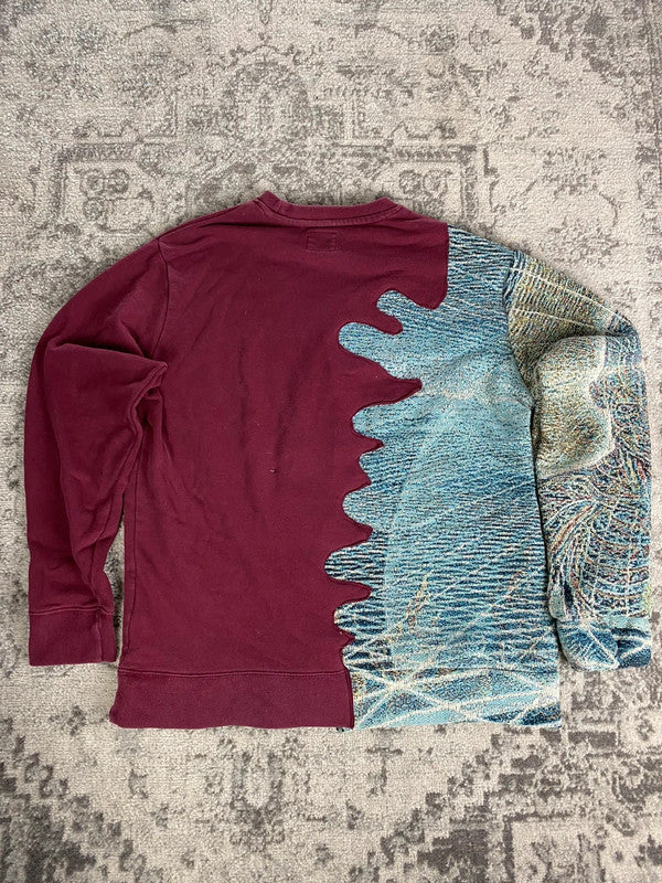 Sweat en tapisserie upcyclé handmade rework style vintage taille L n•394