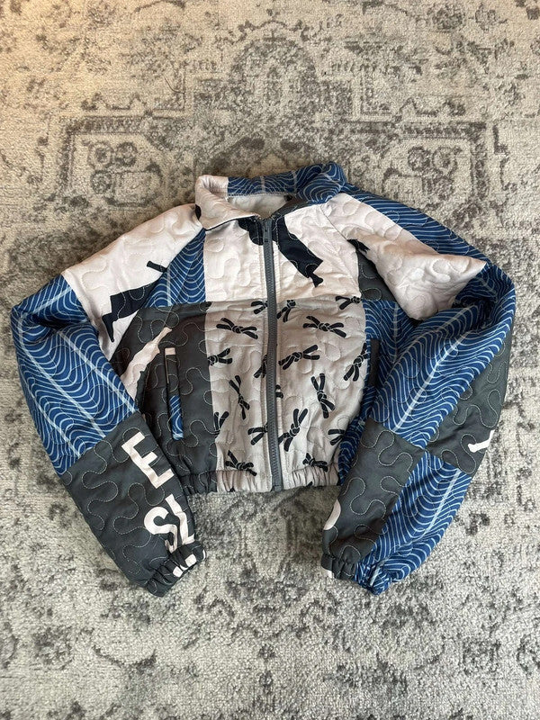 Veste crop-top upcyclé handmade rework style vintage taille S n•373