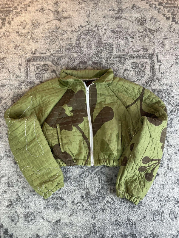 Veste crop-top upcyclé handmade rework style vintage taille L n•368