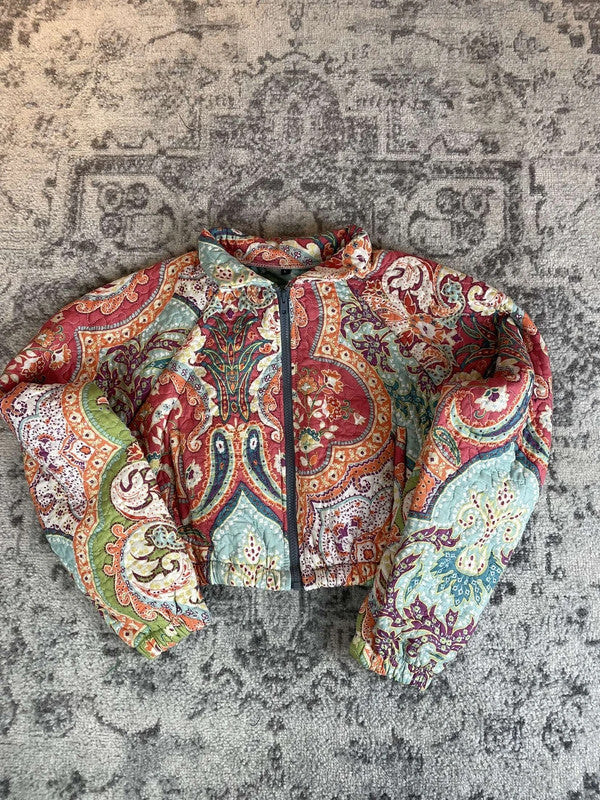 Veste crop-top upcyclé handmade rework style vintage taille L n•367