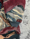 Manteau en tapisserie design unique vintage fait main upcyclé retravaillé tissé taille M n•450