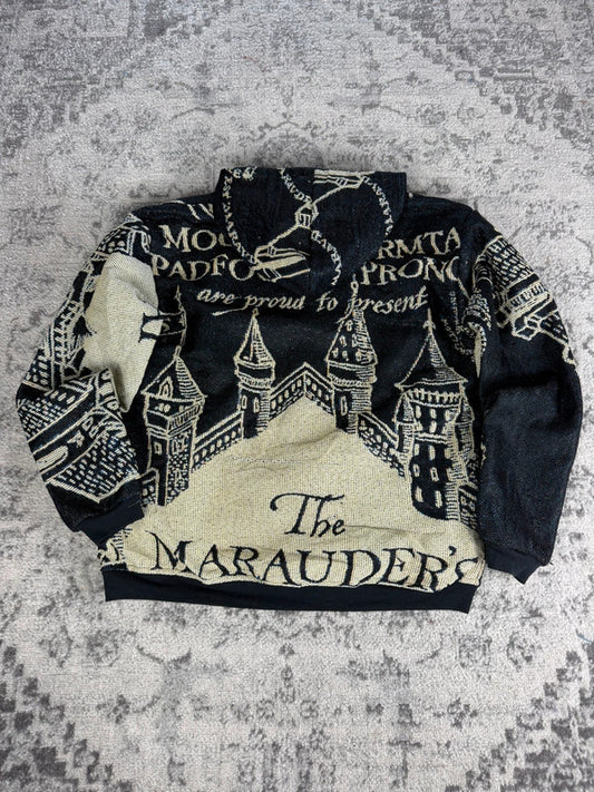 Manteau en tapisserie design unique vintage fait main upcyclé retravaillé tissé taille M n•449