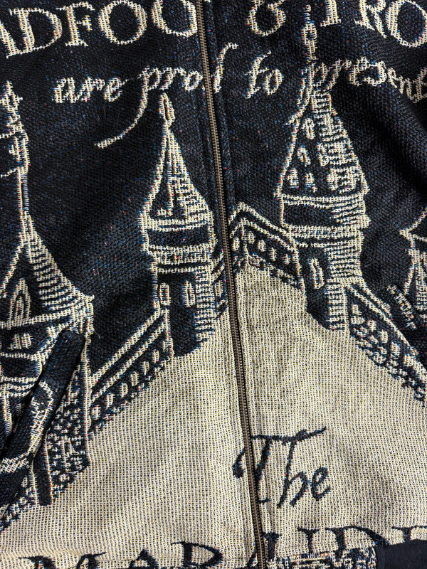 Manteau en tapisserie design unique vintage fait main upcyclé retravaillé tissé taille M n•449