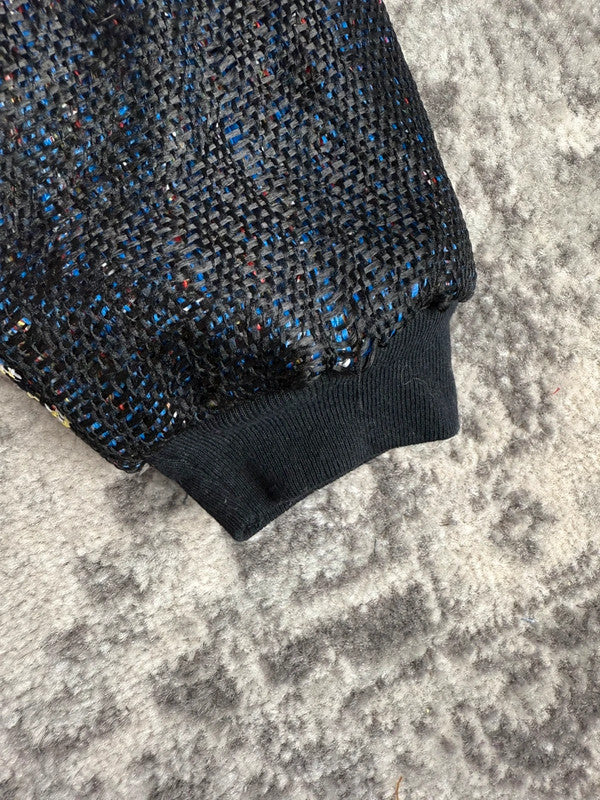 Manteau en tapisserie design unique vintage fait main upcyclé retravaillé tissé taille M n•449