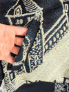 Manteau en tapisserie design unique vintage fait main upcyclé retravaillé tissé taille M n•449