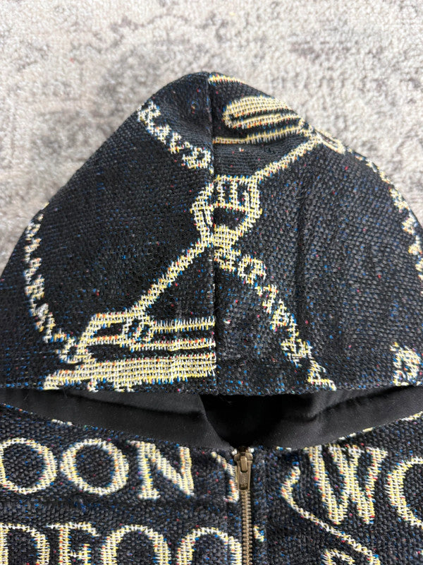 Manteau en tapisserie design unique vintage fait main upcyclé retravaillé tissé taille M n•449