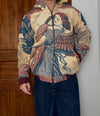 Manteau en tapisserie design unique vintage fait main upcyclé retravaillé tissé taille M n•447