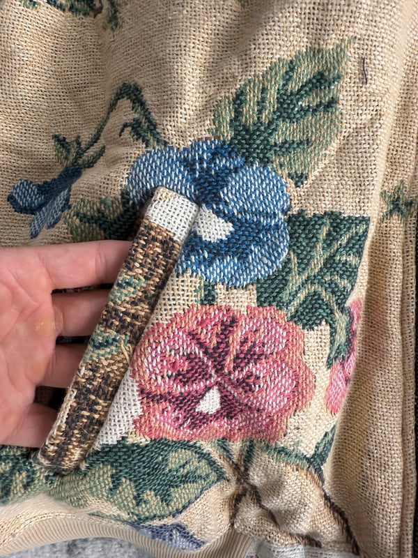 Manteau en tapisserie design unique vintage fait main upcyclé retravaillé tissé taille XL n•442