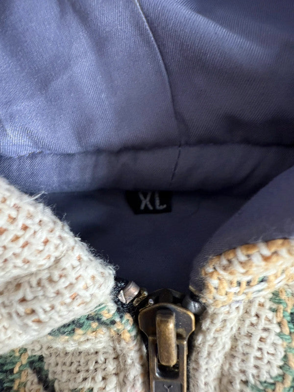 Manteau en tapisserie design unique vintage fait main upcyclé retravaillé tissé taille XL n•442