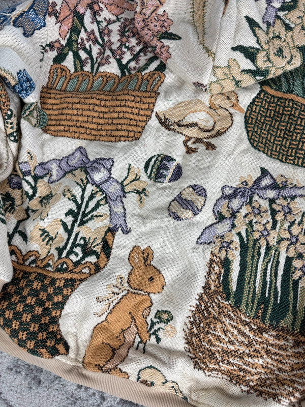 Manteau en tapisserie design unique vintage fait main upcyclé retravaillé tissé taille XL n•442