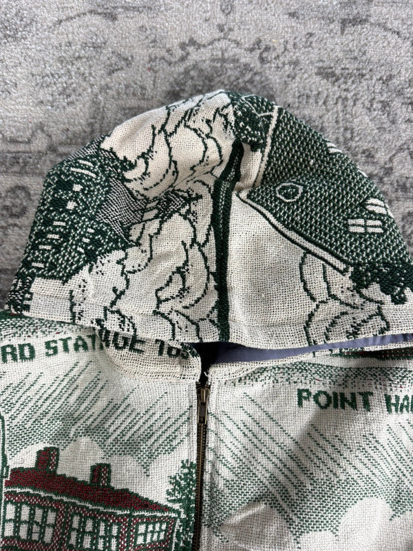 Manteau en tapisserie design unique vintage fait main upcyclé retravaillé tissé taille XL n•441