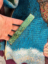 Manteau en tapisserie design unique vintage fait main upcyclé retravaillé tissé taille XL n•440