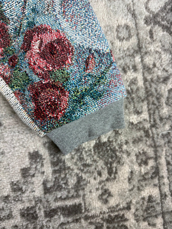 Manteau en tapisserie design unique vintage fait main upcyclé retravaillé tissé taille XL n•439