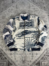 Manteau en tapisserie design unique vintage fait main upcyclé retravaillé tissé taille XL n•438