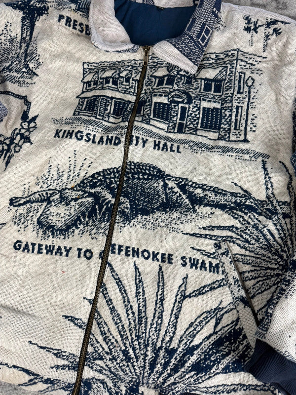 Manteau en tapisserie design unique vintage fait main upcyclé retravaillé tissé taille XL n•438