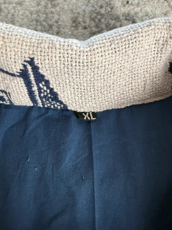 Manteau en tapisserie design unique vintage fait main upcyclé retravaillé tissé taille XL n•438