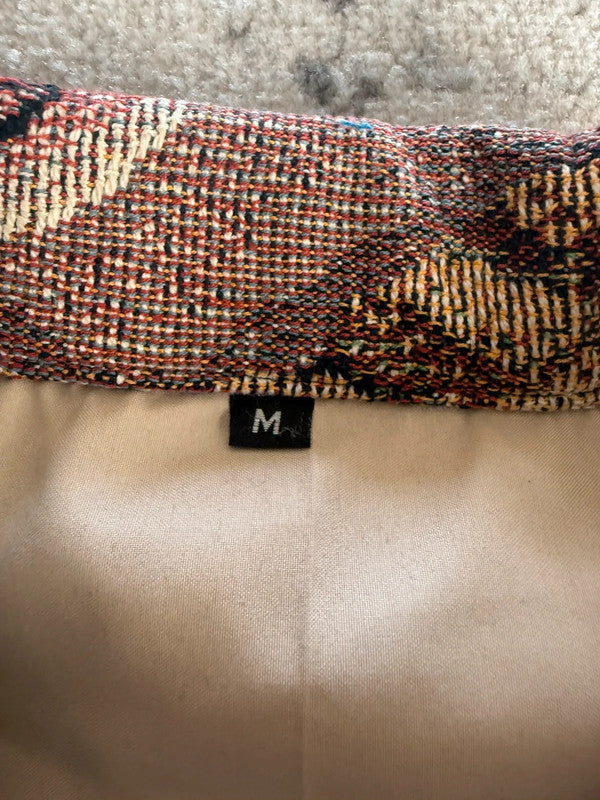 Manteau en tapisserie design unique vintage fait main upcyclé retravaillé tissé taille M n•437