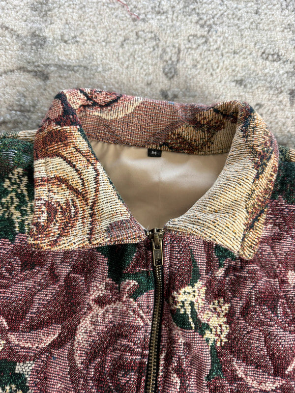 Manteau en tapisserie design unique vintage fait main upcyclé retravaillé tissé taille M n•437